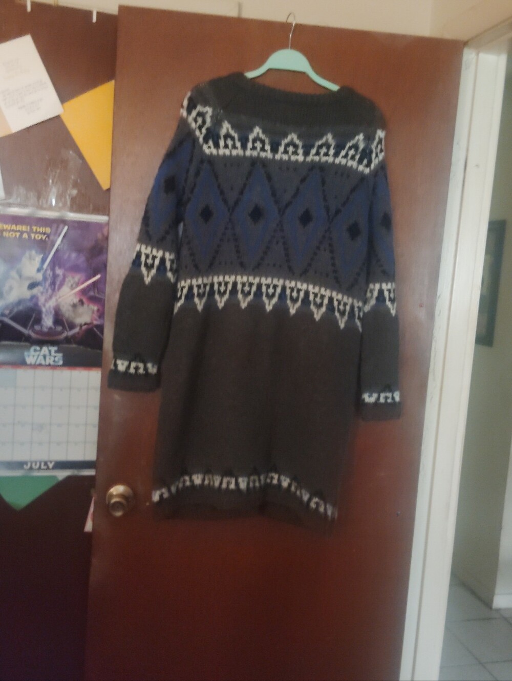 FREE PEOPLE Frosted Fair Isle Grey Cardigan - Size Medium - Picture 9 of 11